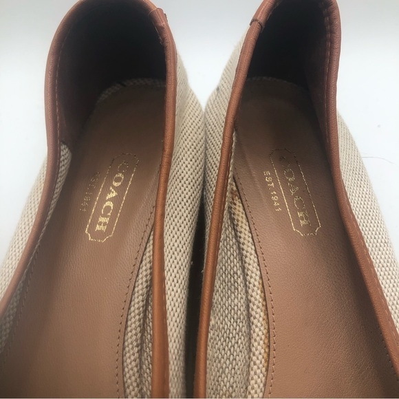 COACH DARCELLE Natural Canvas Espadrilles Designer Shoes Ballet Flats 8 - Picture 8 of 9